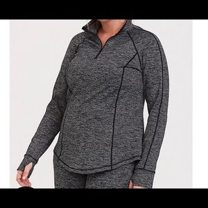DARK GREY SPACE-DYE HALF-ZIP FRONT ACTIVE PULLOVER